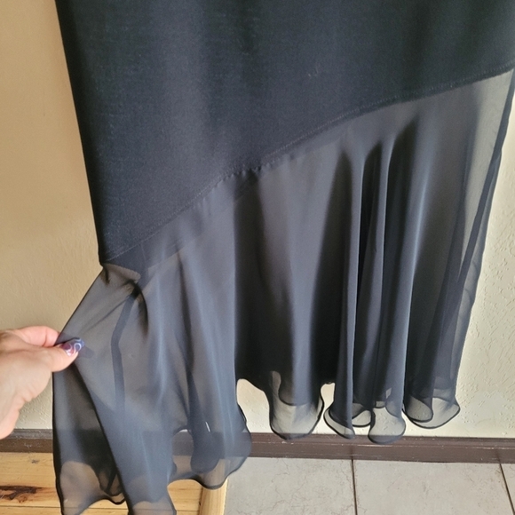 Joseph Ribkoff Vintage Asymmetrical Cut Out Black Dress size 6 - Picture 4 of 10